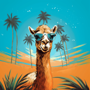 Tropical Oasis Camel with Sunglasses