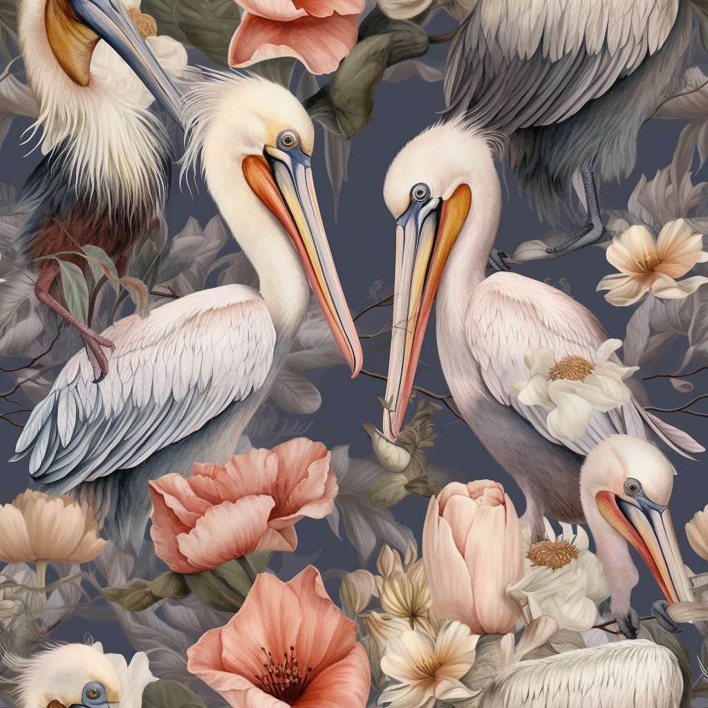 Floral Pelicans
