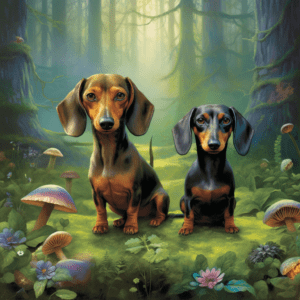Dachshunds in an Enchanted Forest