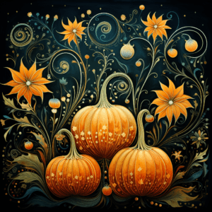 Pumpkins Vintage Autumn Fall Floral