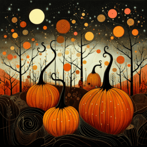 Pumpkin Patch at Twilight Vintage Abstract
