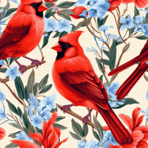 Fanciful Floral Cardinals