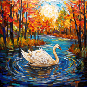 White Swan Mosaic Stained Glass Autumn Colors