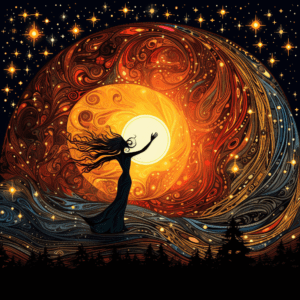 Sun Moon Dance Stars Witch Wiccan Halloween Vibes
