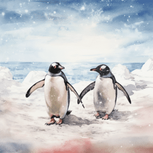 penguins walking together