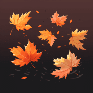 Autumn Maple Leaves Swirling in the Wind