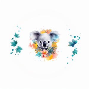 Koala with Eucalyptus Flowers