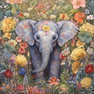 Batik Floral Elephant