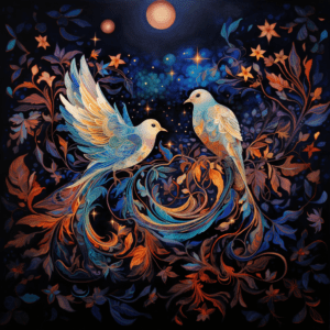 Colorful Enchanted Doves | Dove of Peace | Night Sky Stars