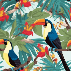 Toucans Hiding in the Flowers