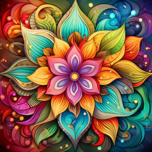 Groovy Retro Psychedelic Hibiscus Flowers