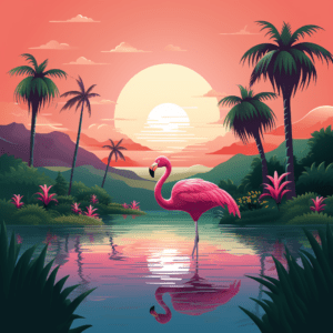 Pink Flamingo Lake Sunset