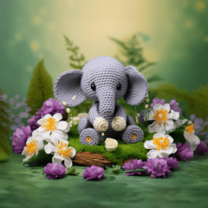 Crochet Lover Baby Elephant with Flowers