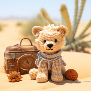 Crocheted Baby Lion Desert Safari Design