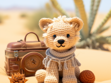 Crocheted Baby Lion Desert Safari Design