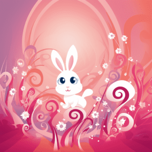 Delightful Kawaii Designs Kawaii Baby Bunny Rabbit Pink Background