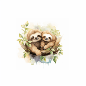 Sloth and Baby Sloth Watercolor