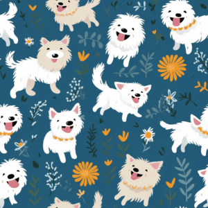 Happy Little White Puppies Frolicking