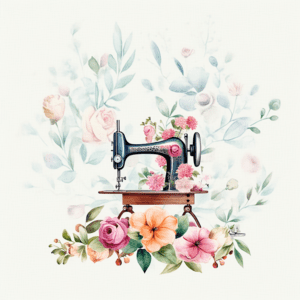 Sewing Machine Vintage Floral Seamstress