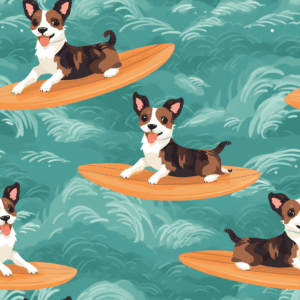 Dogs Riding a Surfboard