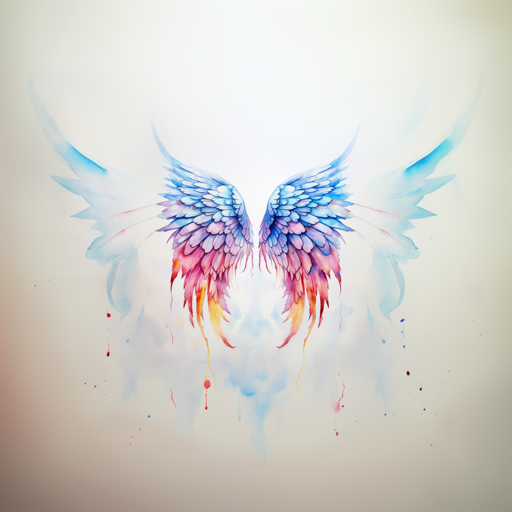 Whimsical Angel Wings Watercolor Art - Galt Ocean Designs