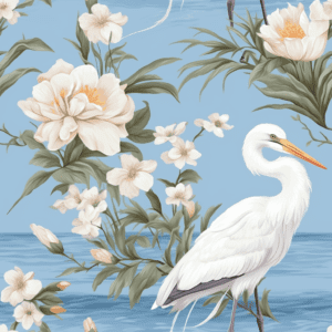 Galt Ocean Design Co. Snowy Egret with Flowers by The Sea