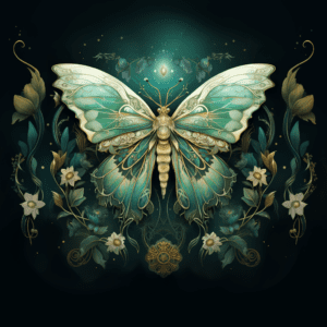 Luna Moth Inspired Floral Celestial Moon