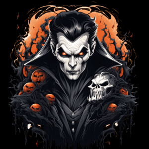 Vampire Goth Halloween Pumpkins Skull Black Background