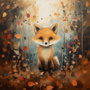 Cute Fox Fall Woodland Forest Autumn Leaves