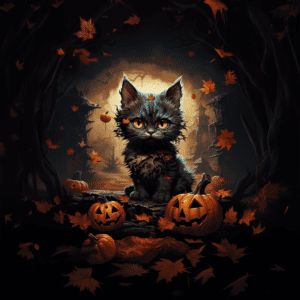 Zombie Black Cat Halloween Kitten