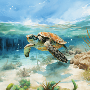 Green Sea Turtle Relaxing Watercolor