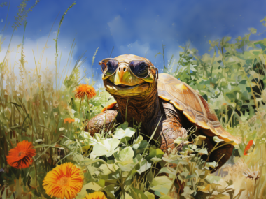 Box Turtle Wearing Sunglasses