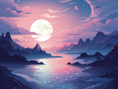 susie_crescent_moon_illustration_ocean_mountains_pale_gradient__fed6724b-9b52-47d4-8dc1-41df75c2852c Full Moon Mountain Scene Purple