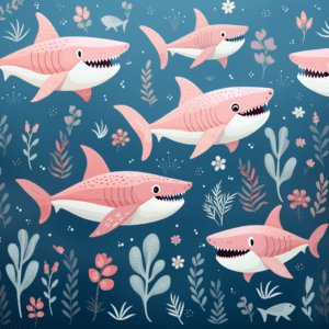 Pink Shark Smiling Happy Ocean Pattern
