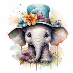 Little Elephant Wearing a Hat
