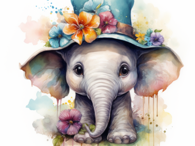 Little Elephant Wearing a Hat