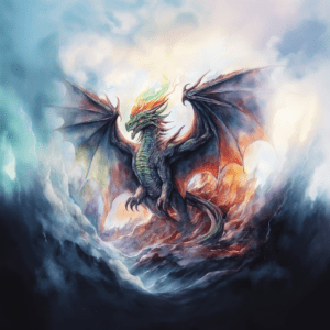 Majestic Dragon with Wings Watercolor