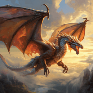 Mystical Winged Dragon in the Clouds