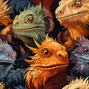 Bearded Dragon Colorful Reptile Fan Art
