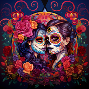 Sugar Skulls La Catrina Day of the Dead Floral