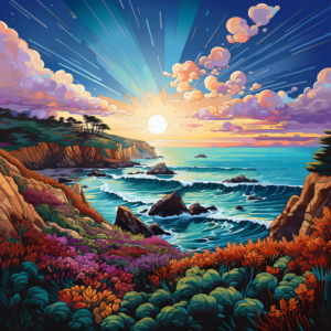 Ocean Waves Pacific Ocean Coastal Sunset