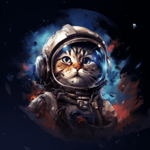 Cat Astronaut in Outer Space Galaxy