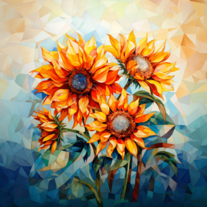 Cheery Sunflowers Watercolor Mosaic Style