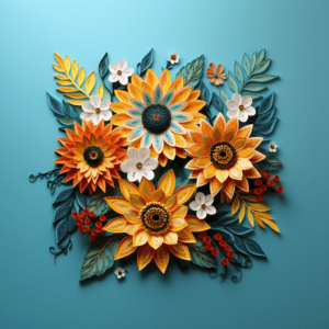 Sunflowers Blue & Yellow Floral Boho