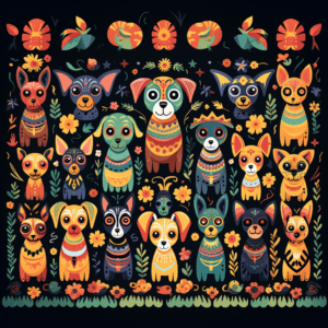Sugar Skull Style Dogs Mexican Day of the Dead Festival