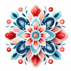 Beautiful Mandala Red Blue Flower