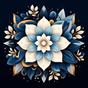 Floral Mandala Winter Colors Dark Background