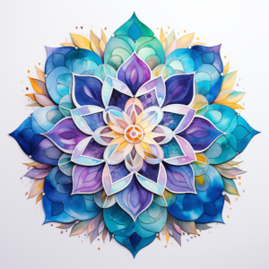 Colorful Mandala Purple Blue Watercolor Design