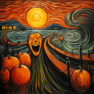 Pumpkin Scream Halloween Scary Field Surreal