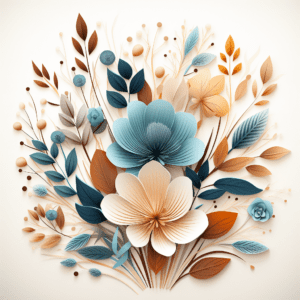 Beautiful Blue Floral Winter Flowers & Leaves